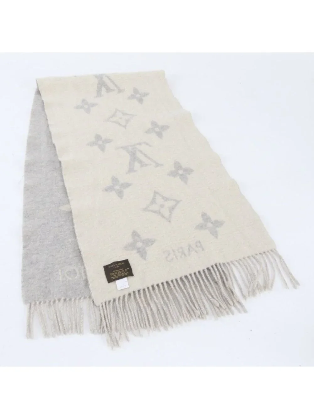 Louis Vuitton Tag Echarpe Reykjavik Cashmere 100% Monogram Scarf Gray